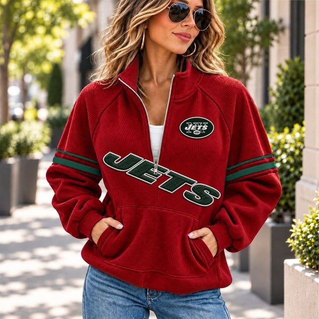 NYJ x NFL Corduroy Half-Zip Sweatshirt