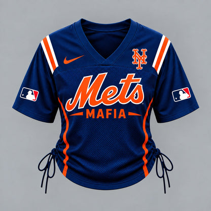 NYM Premium MLB Game Day Women Lace-Up Jersey Shirt