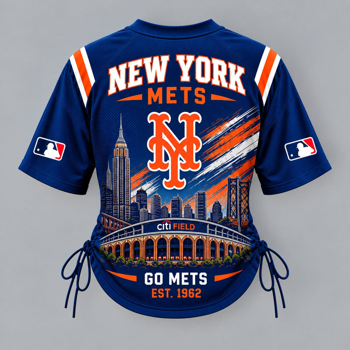 NYM Premium MLB Game Day Women Lace-Up Jersey Shirt