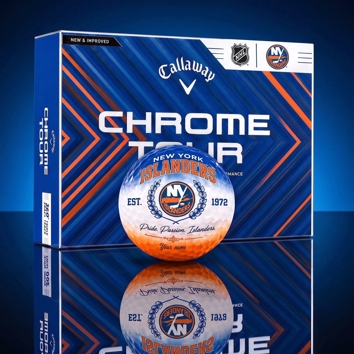 OFFICIAL CALLAWAY X PREMIUM NHL NYI BESPOKE NAME GOLF BALL LIMITED EDITION