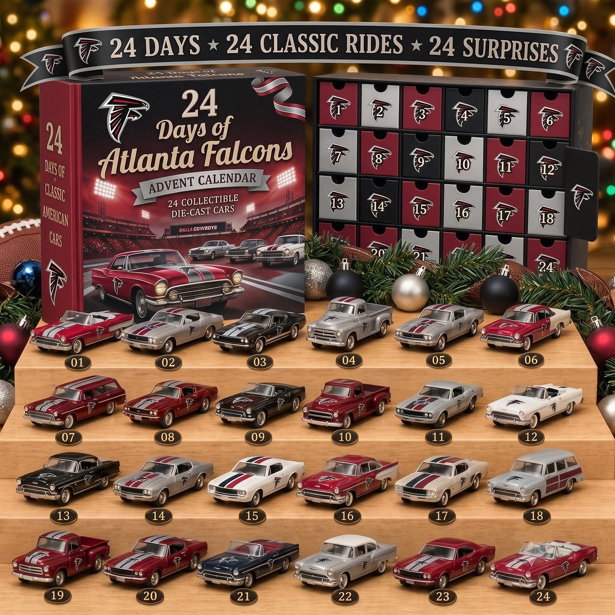 OFFICIAL NFL X PREMIUM ATL 24DAYS ADVENT CALENDER AMAZING TRIP RACING CAR FOR FAN LIMITED EDITION