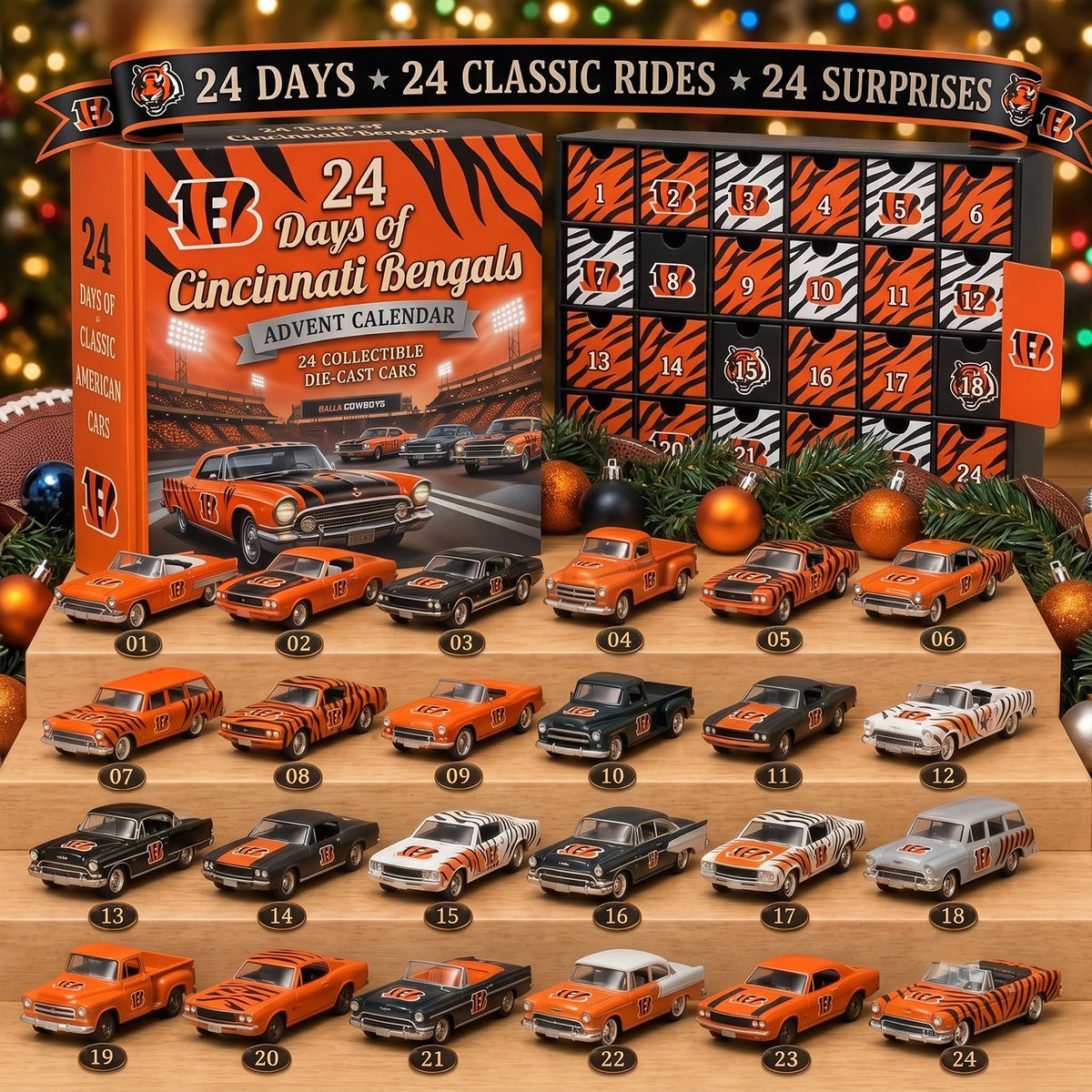 OFFICIAL NFL X PREMIUM CIN 24DAYS ADVENT CALENDER AMAZING TRIP RACING CAR FOR FAN LIMITED EDITION