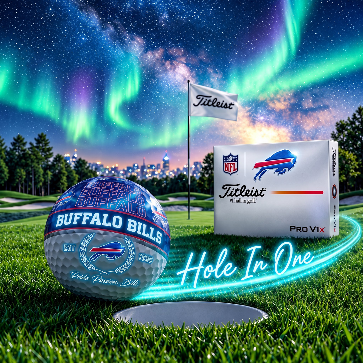 OFFICIAL TITLIEST X PREMIUM NFL BB 3D NEON GALAXY V3 PLUS GOLF BALL EDITION