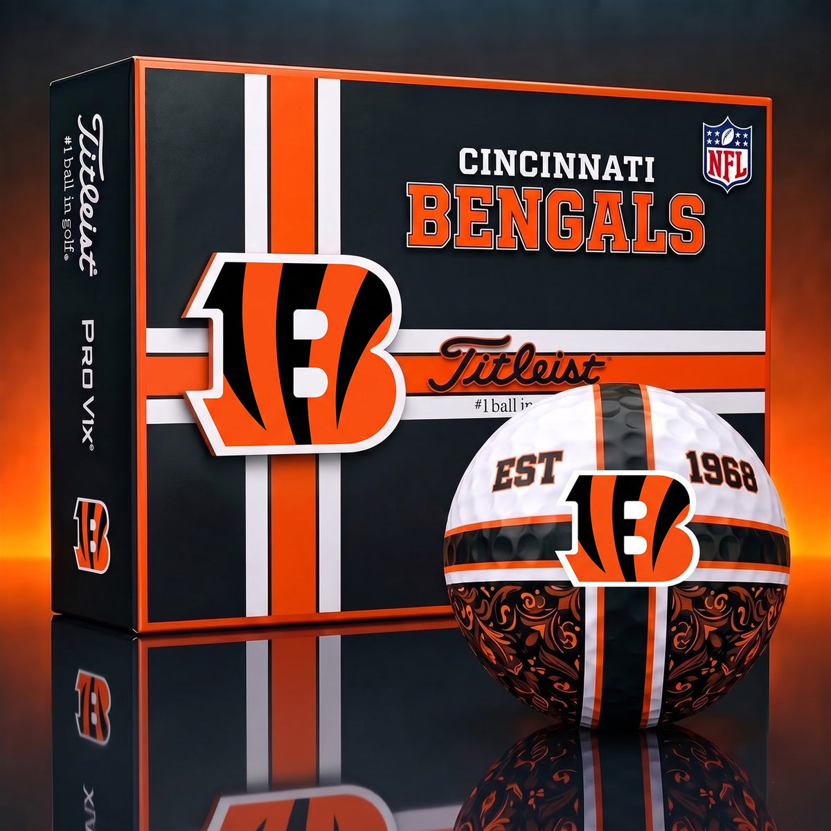 OFFICIAL TITLIEST X PREMIUM NFL CIN 3D GOLF BALL IN THE SHAPE OF A CROSS FOR FAN EDITION