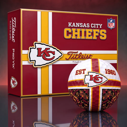 OFFICIAL TITLIEST X PREMIUM NFL KC 3D GOLF BALL IN THE SHAPE OF A CROSS FOR FAN EDITION