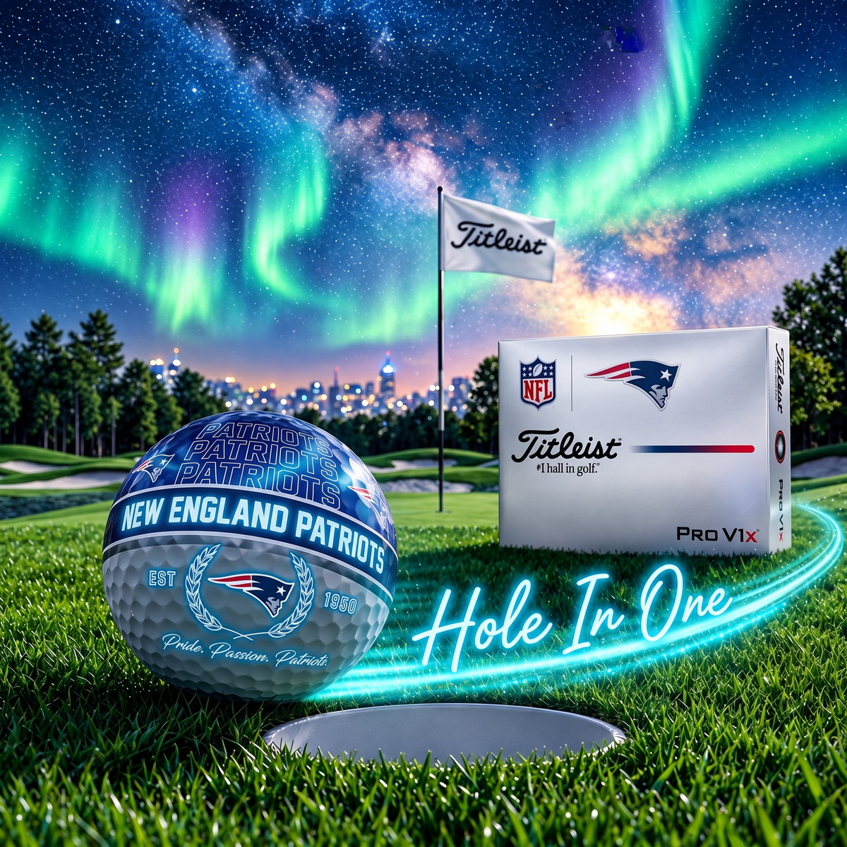 OFFICIAL TITLIEST X PREMIUM NFL NEP 3D NEON GALAXY V3 PLUS GOLF BALL EDITION