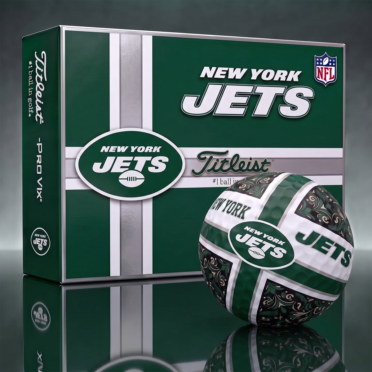 OFFICIAL TITLIEST X PREMIUM NFL NYJ 3D GOLF BALL IN THE SHAPE OF A CROSS FOR FAN EDITION V2