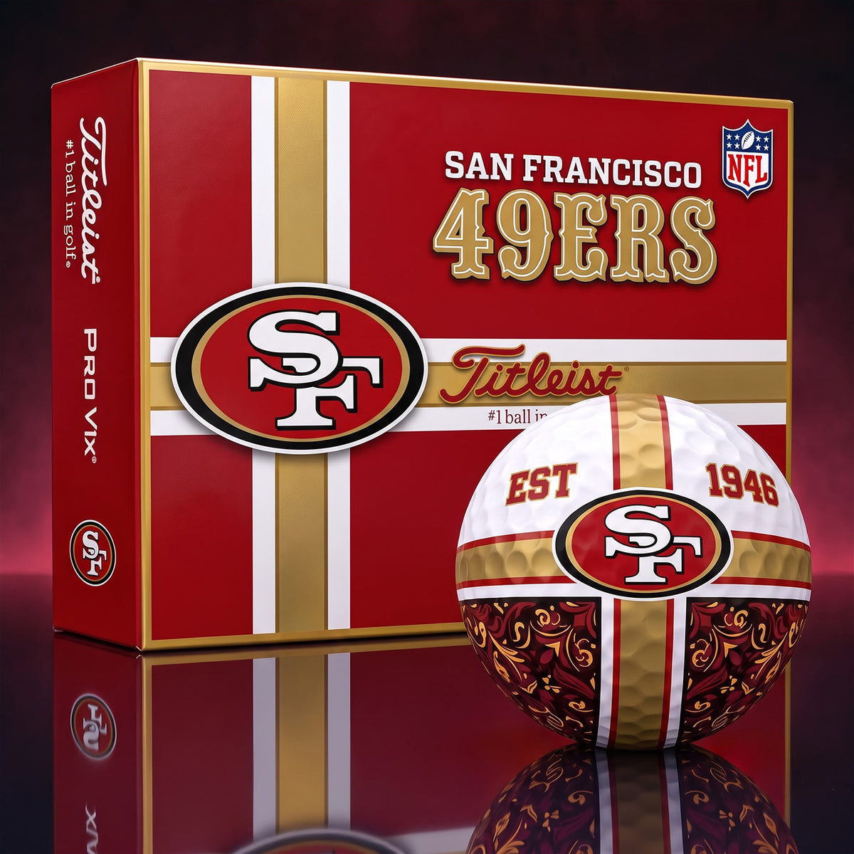 OFFICIAL TITLIEST X PREMIUM NFL SF 3D GOLF BALL IN THE SHAPE OF A CROSS FOR FAN EDITION