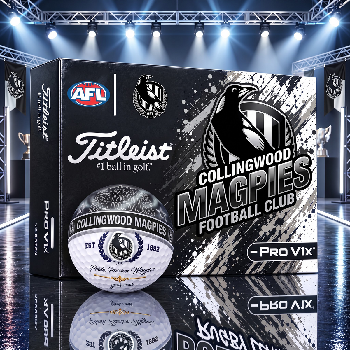 OFFICIAL TITLIEST X SIGNATURE AFL COL BESPOKE NAME 3D GALAXY SKYLINE IN NIGHT GOFT BALL EDITION