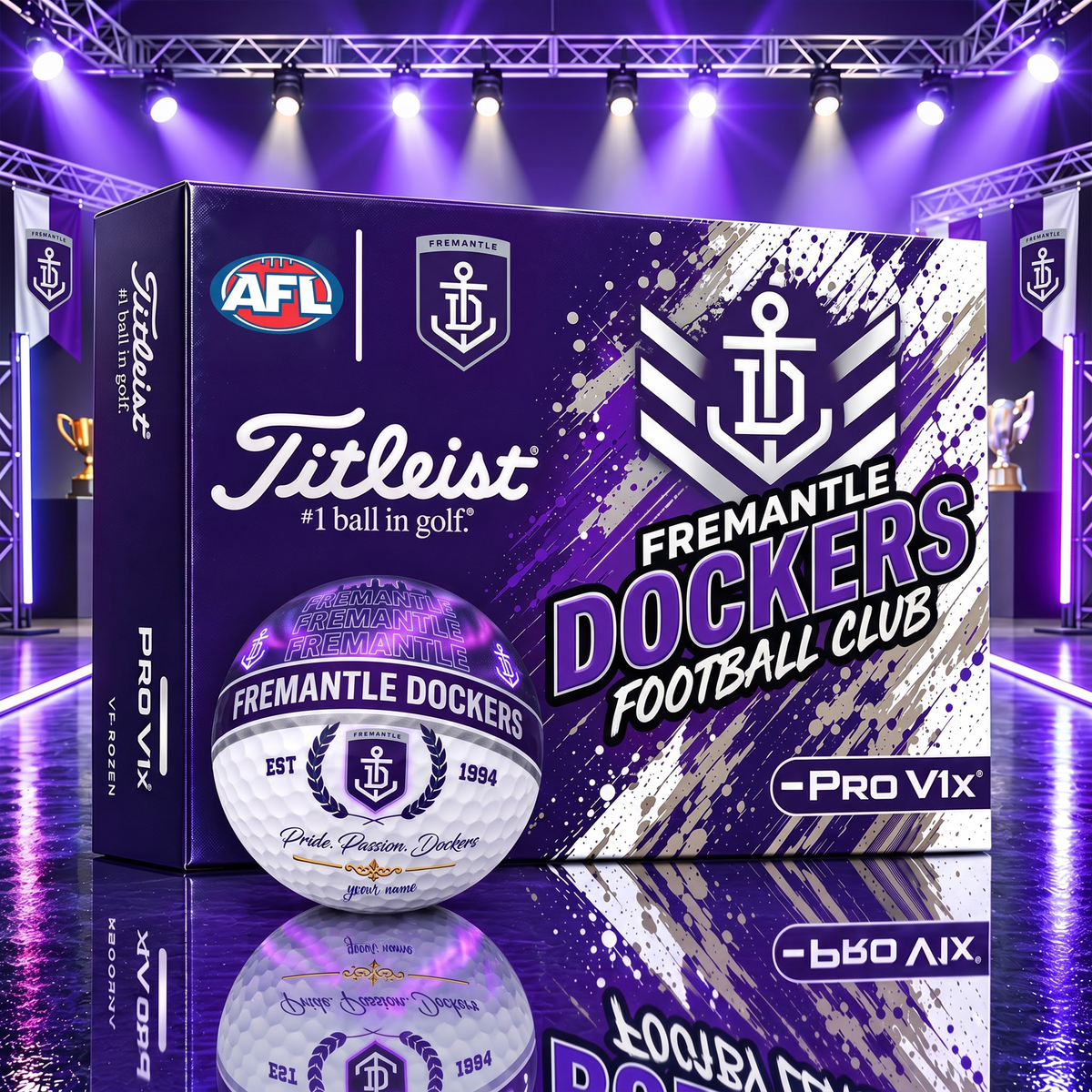 OFFICIAL TITLIEST X SIGNATURE AFL FD BESPOKE NAME 3D GALAXY SKYLINE IN NIGHT GOFT BALL EDITION