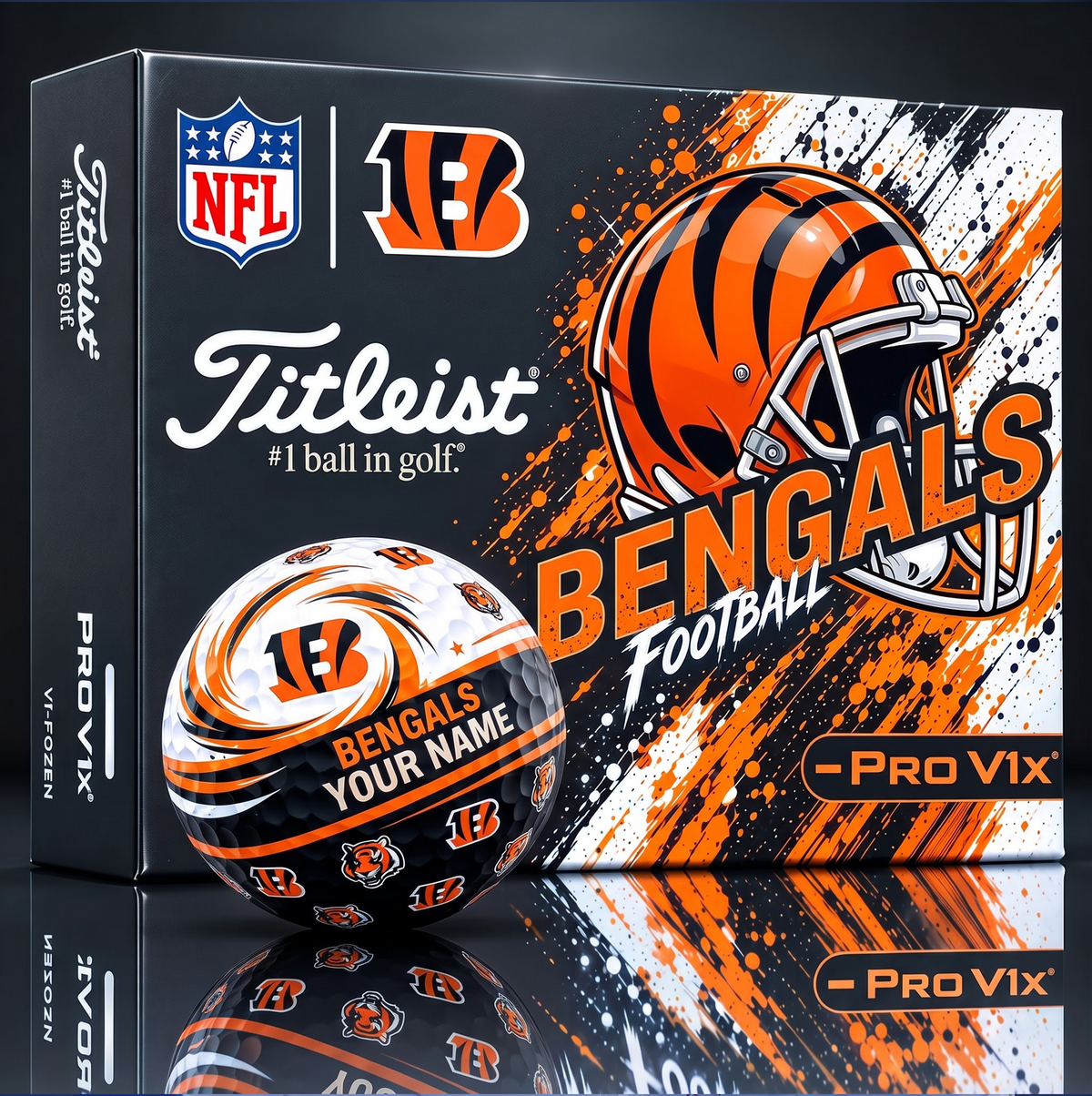 OFFICIAL TITLIEST X  SIGNATURE NFL CIN BESPOKE NAME NEON GOLF BALL LIMITED EDITION V6