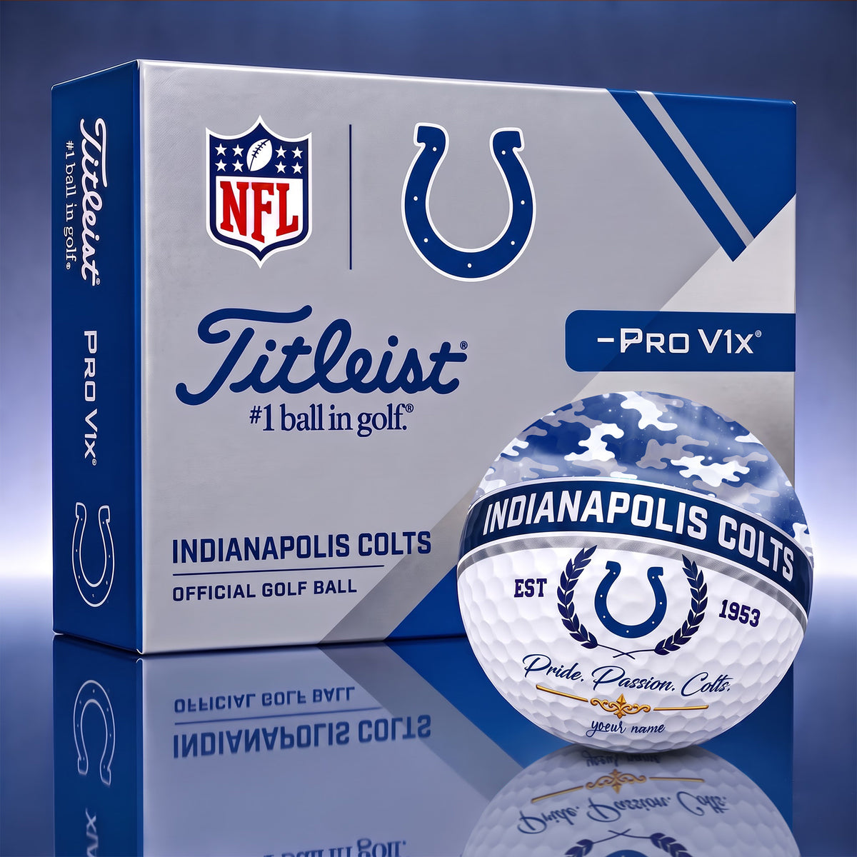 OFFICIAL TITLIEST X SIGNATURE NFL IND BESPOKE NAME 3D CAMO GOLF BALL SET LIMITED EDITION