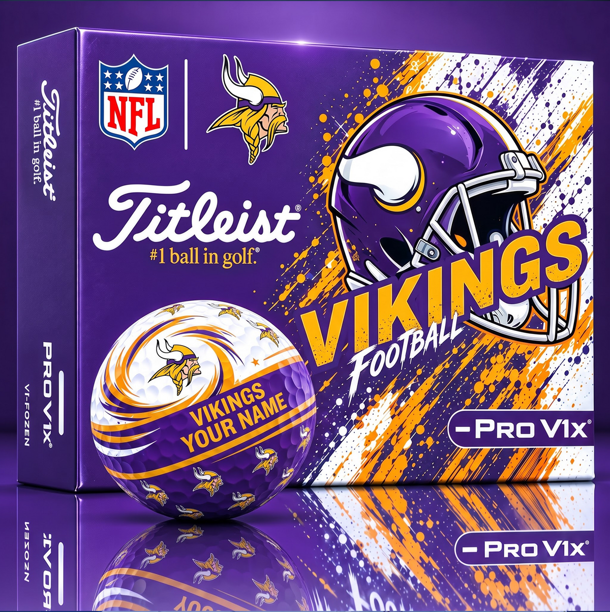 OFFICIAL TITLIEST X  SIGNATURE NFL MV BESPOKE NAME NEON GOLF BALL LIMITED EDITION V6