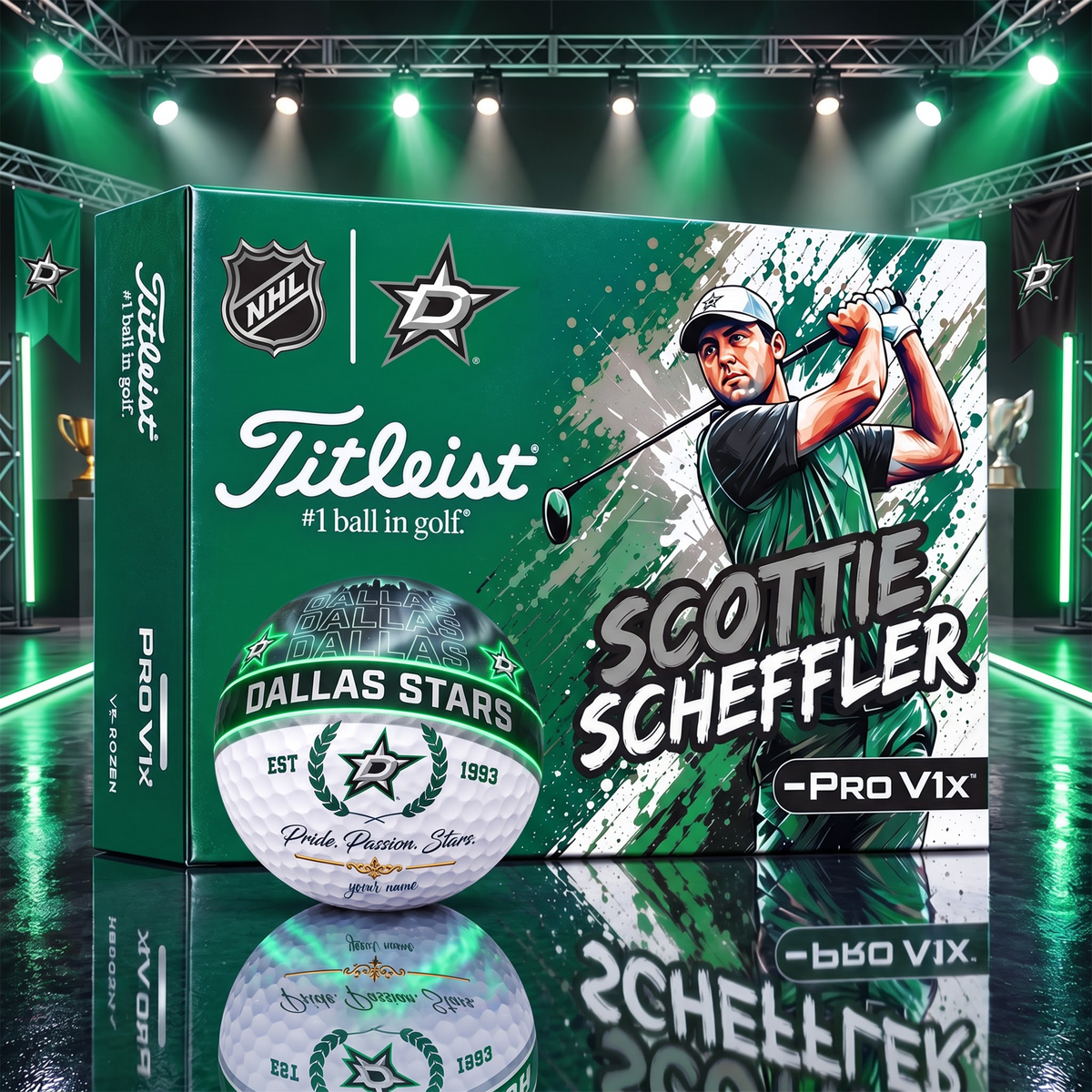 OFFICIAL TITLIEST X SIGNATURE NHL DS BESPOKE NAME 3D GALAXY SKYLINE IN NIGHT GOFT BALL EDITION