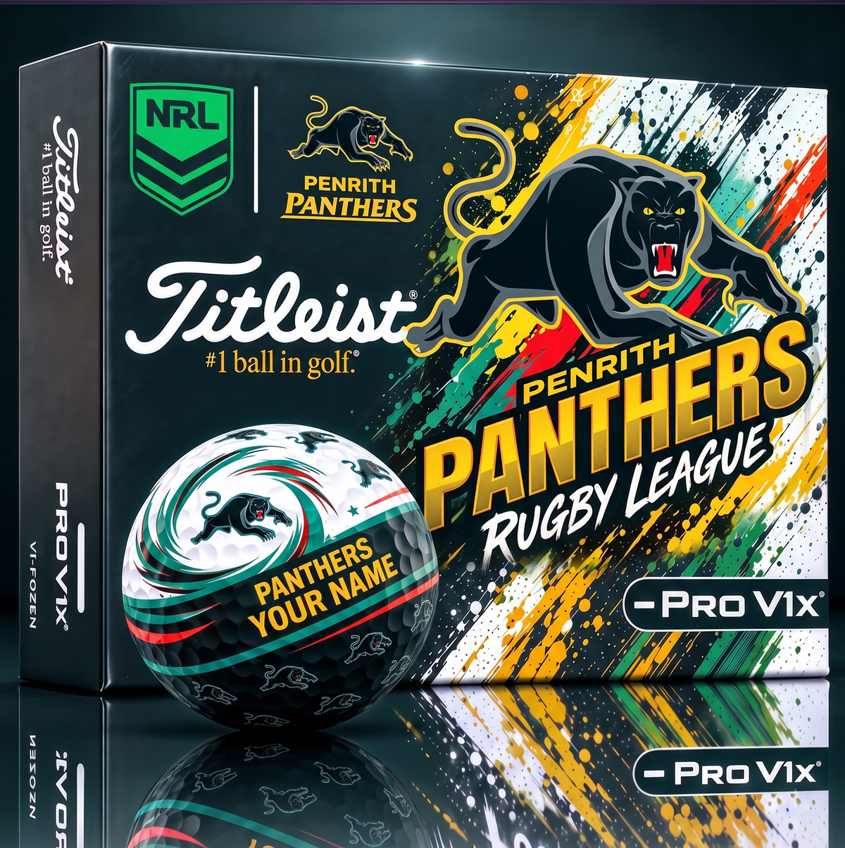 OFFICIAL TITLIEST X  SIGNATURE NRL PP BESPOKE NAME NEON GOLF BALL LIMITED EDITION V6