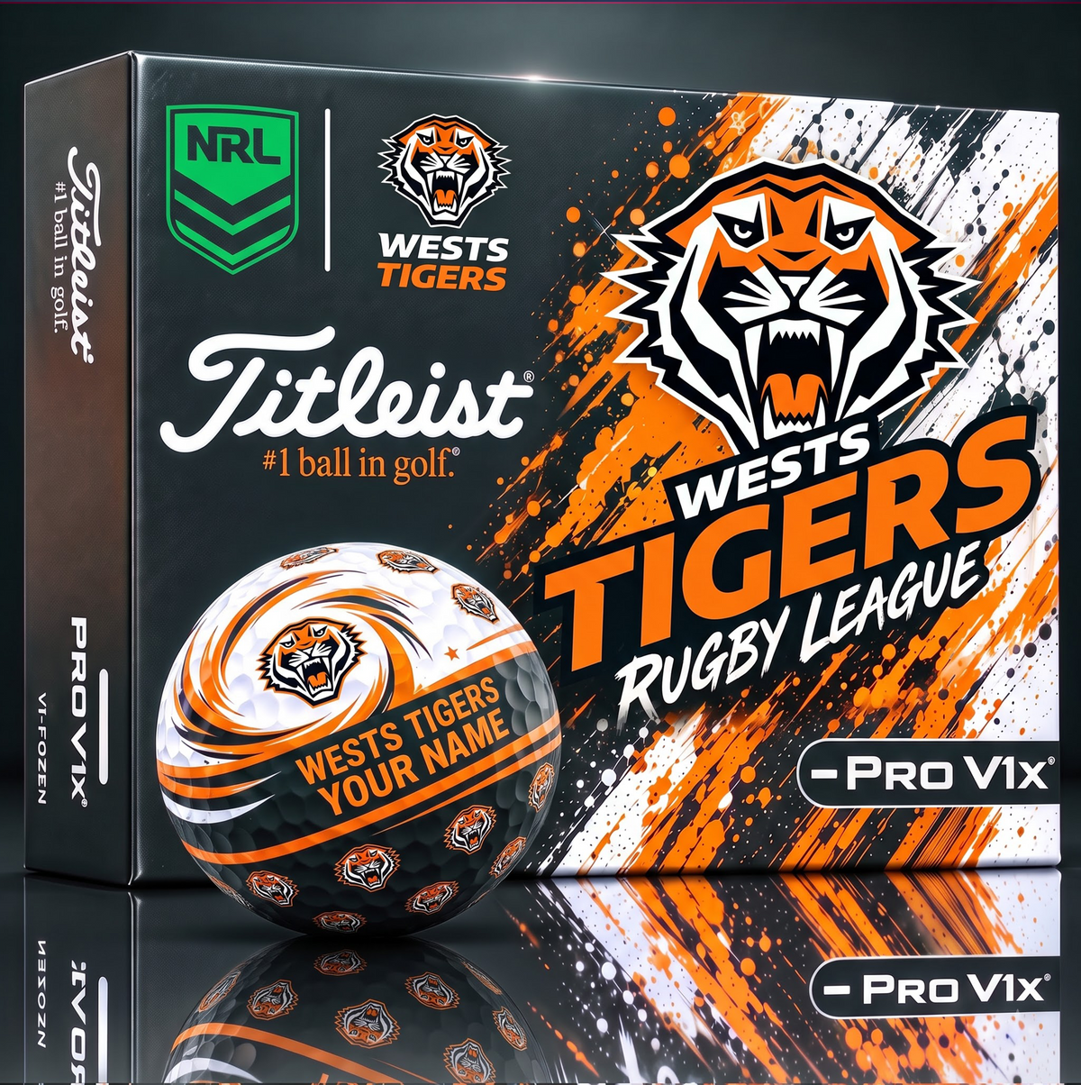 OFFICIAL TITLIEST X  SIGNATURE NRL WT BESPOKE NAME NEON GOLF BALL LIMITED EDITION V6
