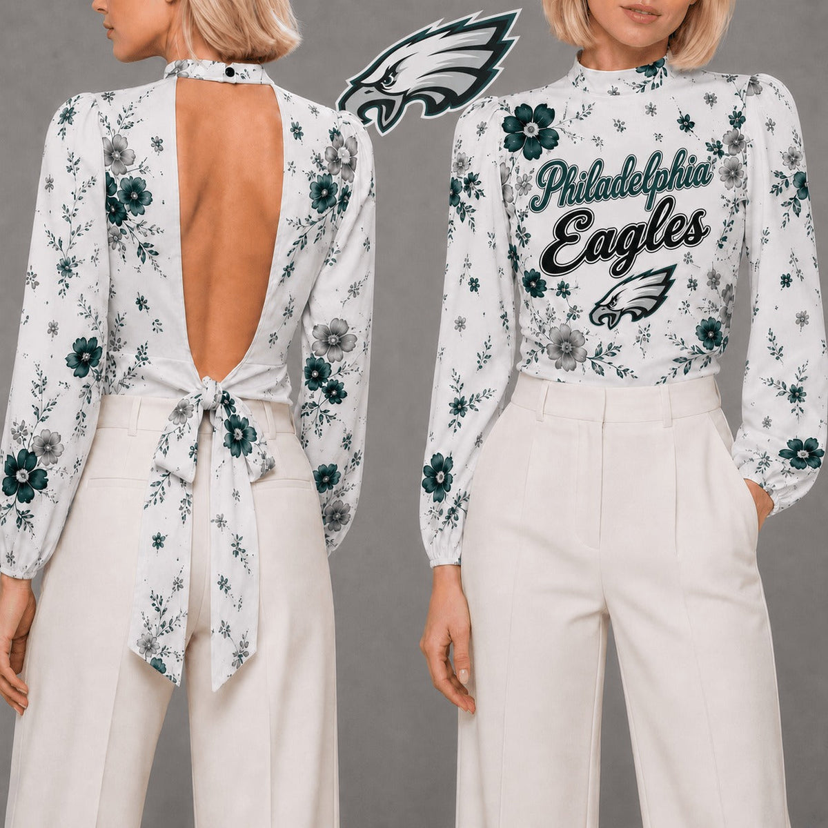 PE Premium NFL Floral Backless Long Sleeve Shirt