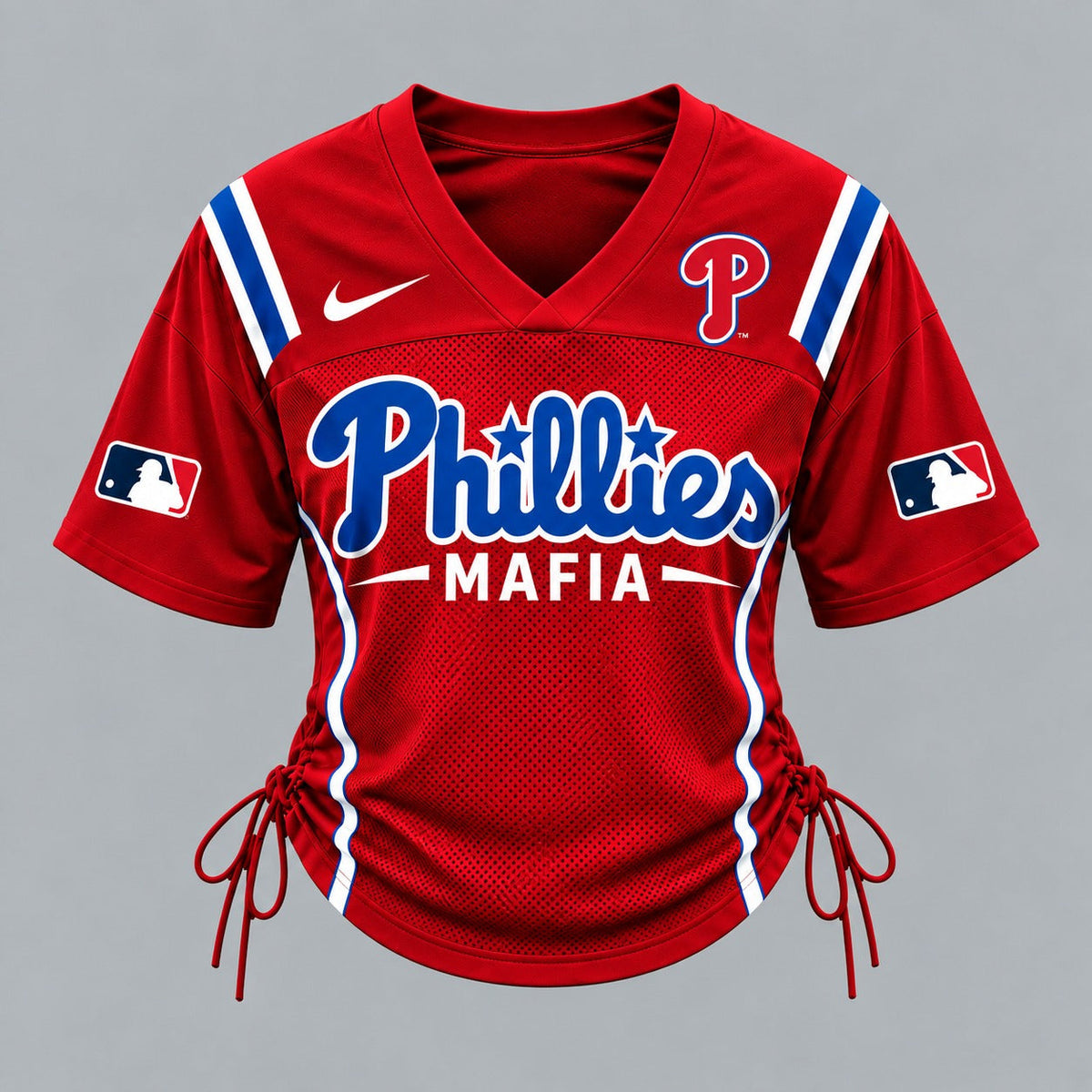 PHI Premium MLB Game Day Women Lace-Up Jersey Shirt