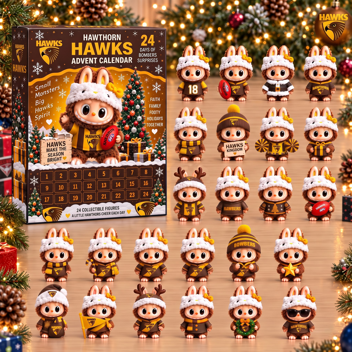 PREMIUM AFL X HAW EXCLUSIVE Labubu Christmas KICKOFF 24 Days Of Advent Calendar Blink Box