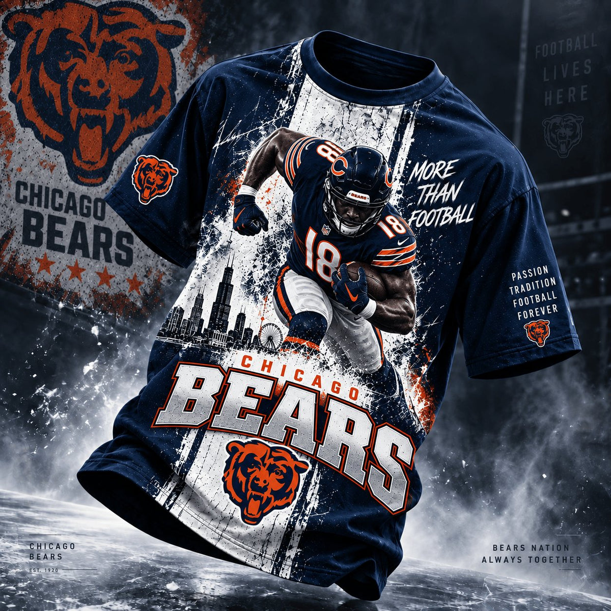 PREMIUM NFL X CHI EXCLUSIVE Ice Grit 3D Shirt For Fans Limited Edition