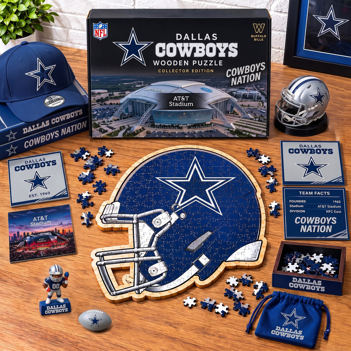 PREMIUM NFL X DC EXCLUSIVE Helmet - Wooden Puzzle Gift For Fan Limited Edition