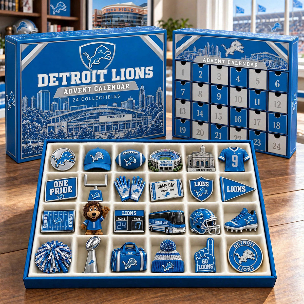 PREMIUM NFL X DET BESPOKE OFFICIAL NFL 24-Day Game Day Surprise Countdown Box Limited Edition
