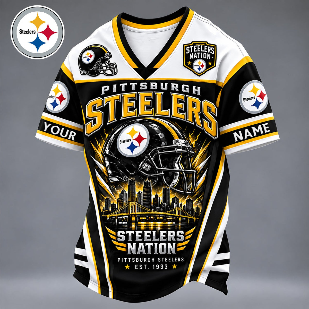 PREMIUM NFL X PIT EXCLUSIVE PERSONALIZED V-NECK TSHIRT LIMITED EDITION