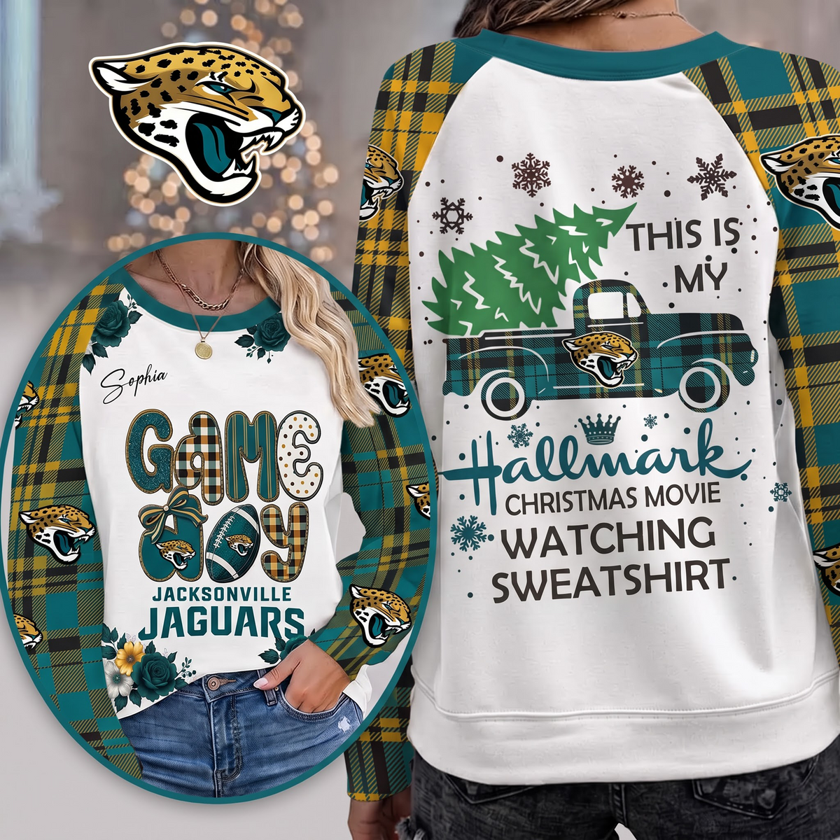 PREMIUM NFL x JJ EXCLUSIVE PERSONALIZED Cozy Round Neck Raglan Sleeve Sweatshirt