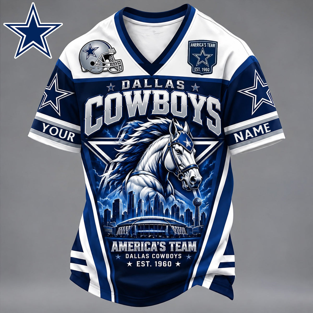 PREMIUM NFL X DAL EXCLUSIVE PERSONALIZED V-NECK TSHIRT LIMITED EDITION