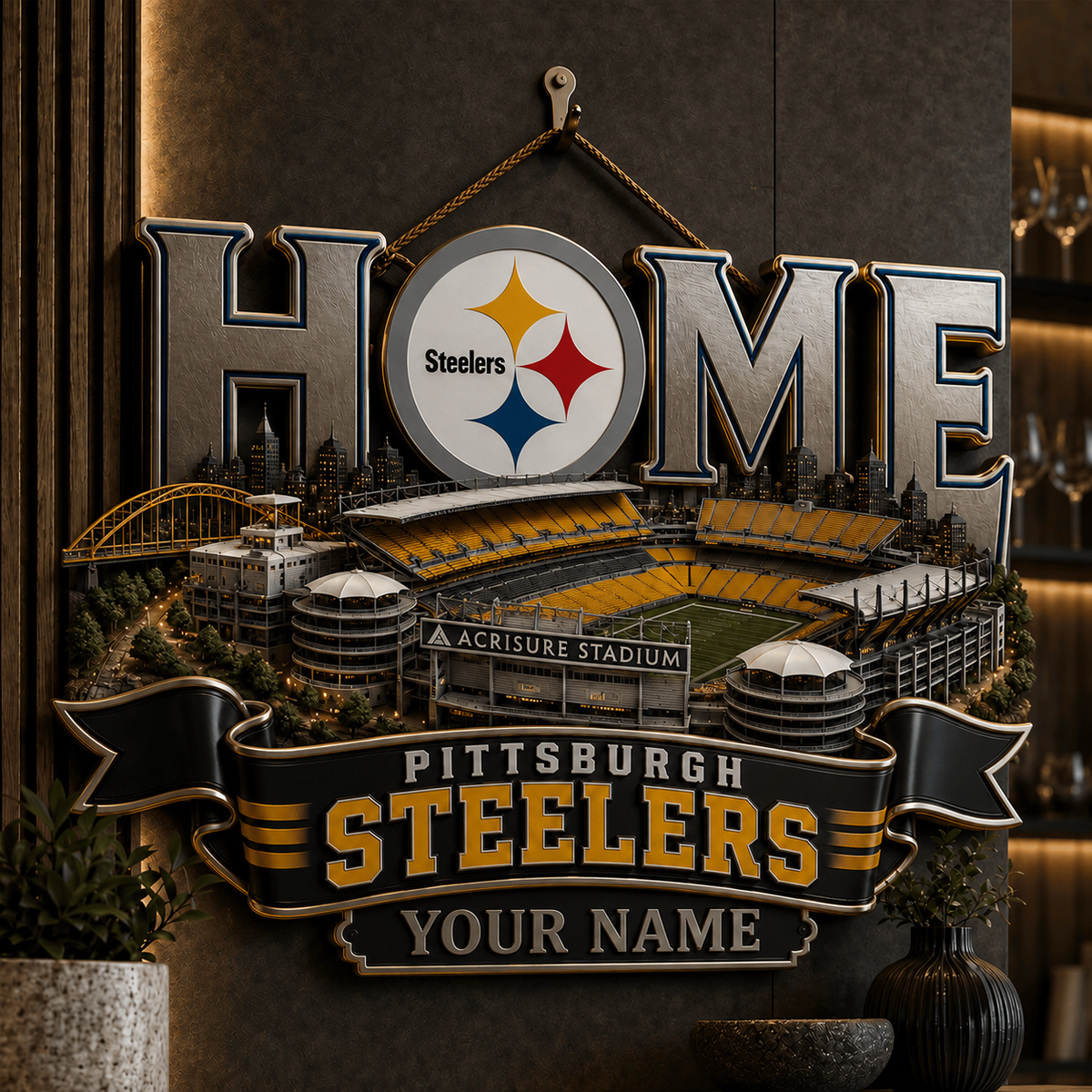 PS x NFL Metal Wall Art - Custom Name Football Gift