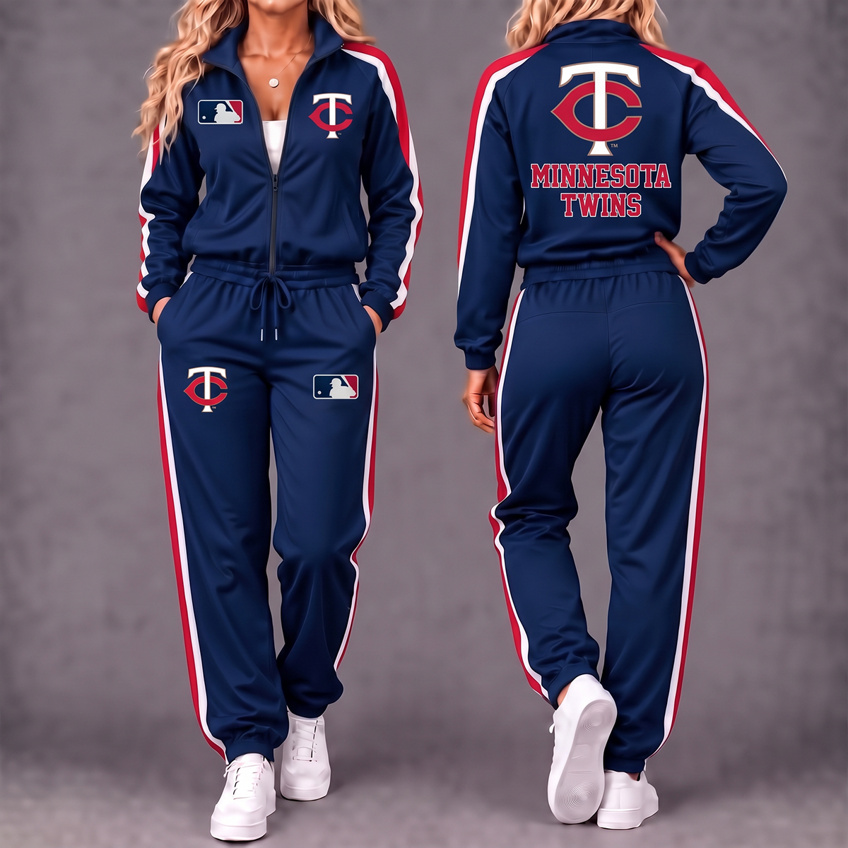 Premium MLB x MIN Game Day Waterproof Windbreaker Zip-Up Tracksuit Set