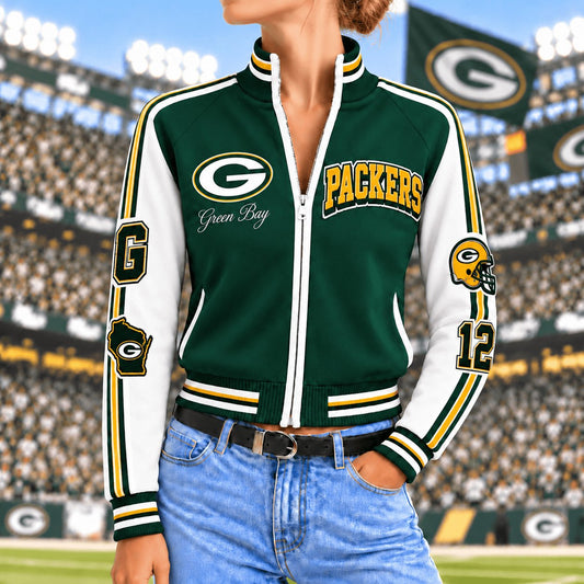 Premium NFL x GB Exclusive Retro Game Day Mockneck Zipper Cardigan for Football Lovers