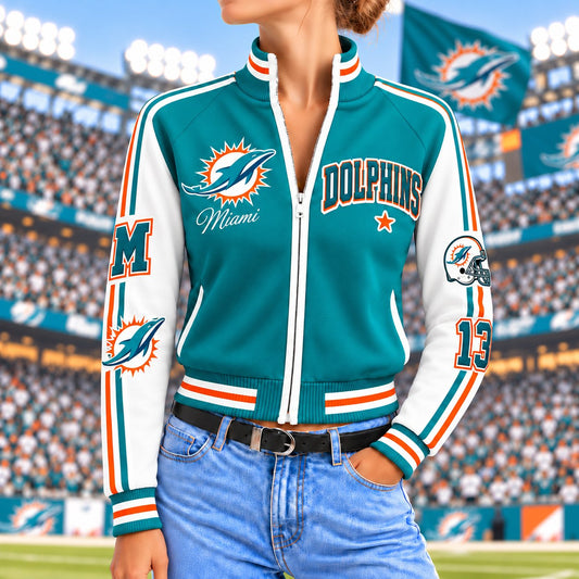 Premium NFL x MIA Exclusive Retro Game Day Mockneck Zipper Cardigan for Football Lovers