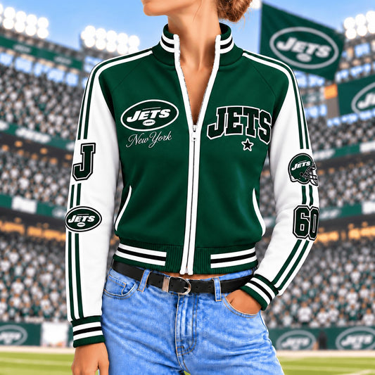 Premium NFL x NYJ Exclusive Retro Game Day Mockneck Zipper Cardigan for Football Lovers