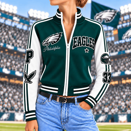 Premium NFL x PHI Exclusive Retro Game Day Mockneck Zipper Cardigan for Football Lovers