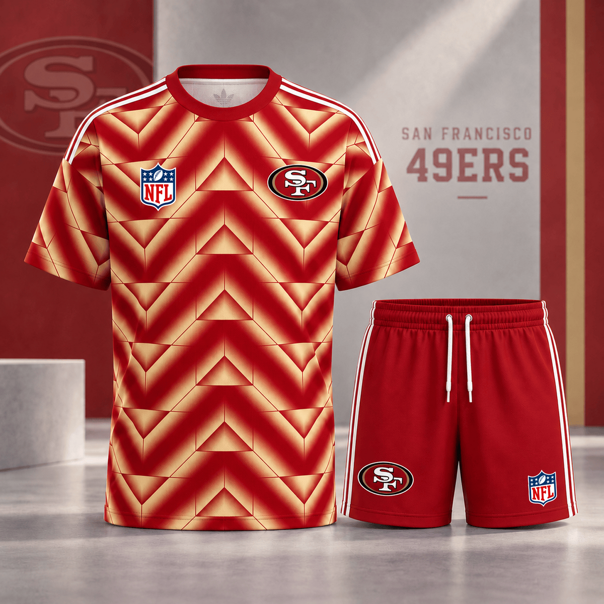 Premium NFL x SF Geometric Performance Shirt & Shorts Set
