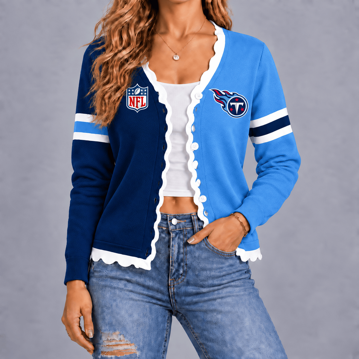 Premium NFL x TEN Varsity Stripe Button Cardigan