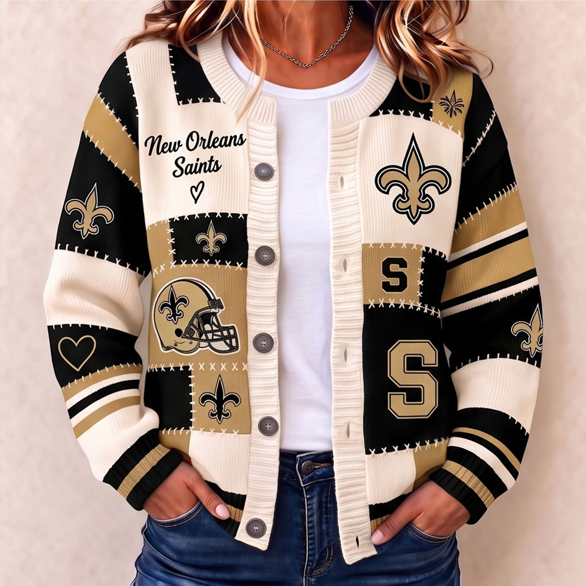 Premium NO x NFL Patchwork Knit Varsity Cardigan