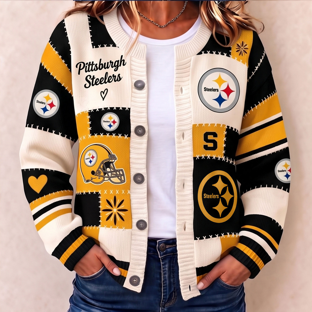 Premium PIT x NFL Patchwork Knit Varsity Cardigan