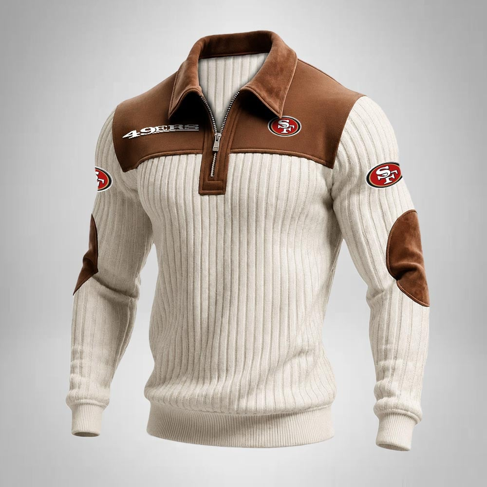 SF49 x NFL Men‘s Suede Zip-up Polo Shirt