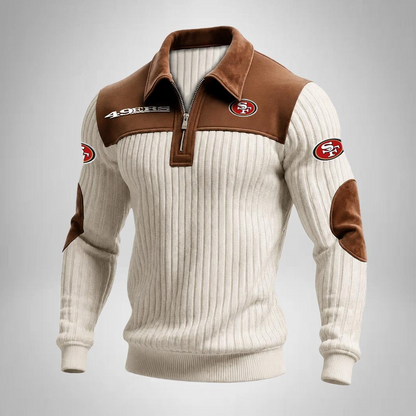 SF49 x NFL Men‘s Suede Zip-up Polo Shirt