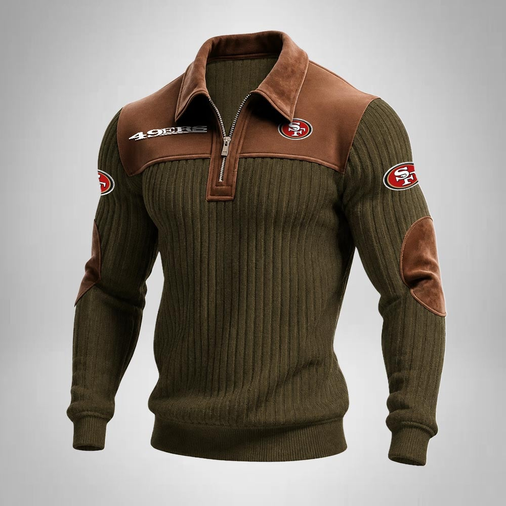 SF49 x NFL Men‘s Suede Zip-up Polo Shirt