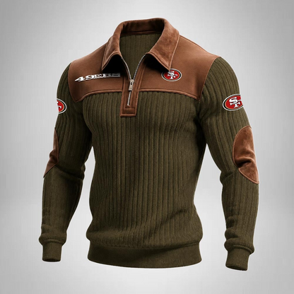 SF49 x NFL Men‘s Suede Zip-up Polo Shirt