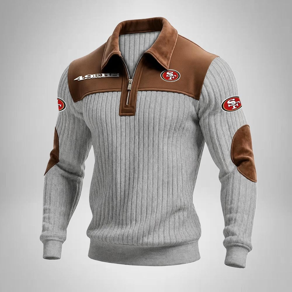 SF49 x NFL Men‘s Suede Zip-up Polo Shirt