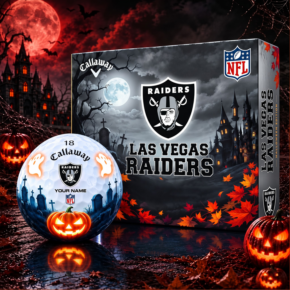 SIGNATURE NFL X LVR DELUXE PERSONALIZED HALLOWEEN HORROR FAIRWAY SERIES V3 GOLF BALL COLLECTION