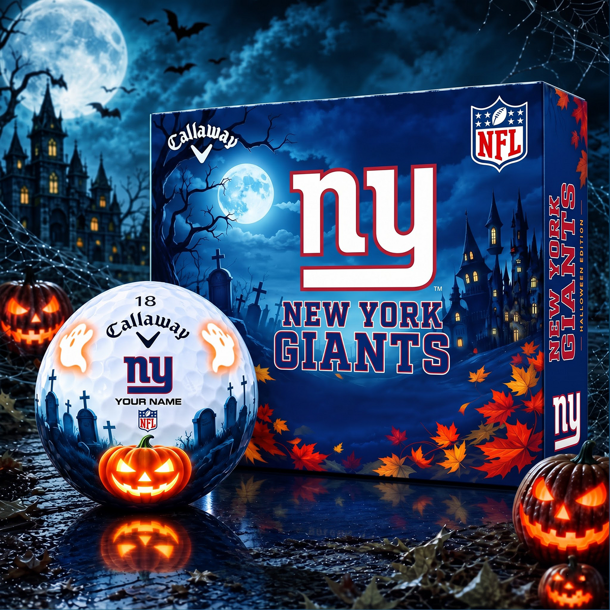 SIGNATURE NFL X NYG DELUXE PERSONALIZED HALLOWEEN HORROR FAIRWAY SERIES V3 GOLF BALL COLLECTION