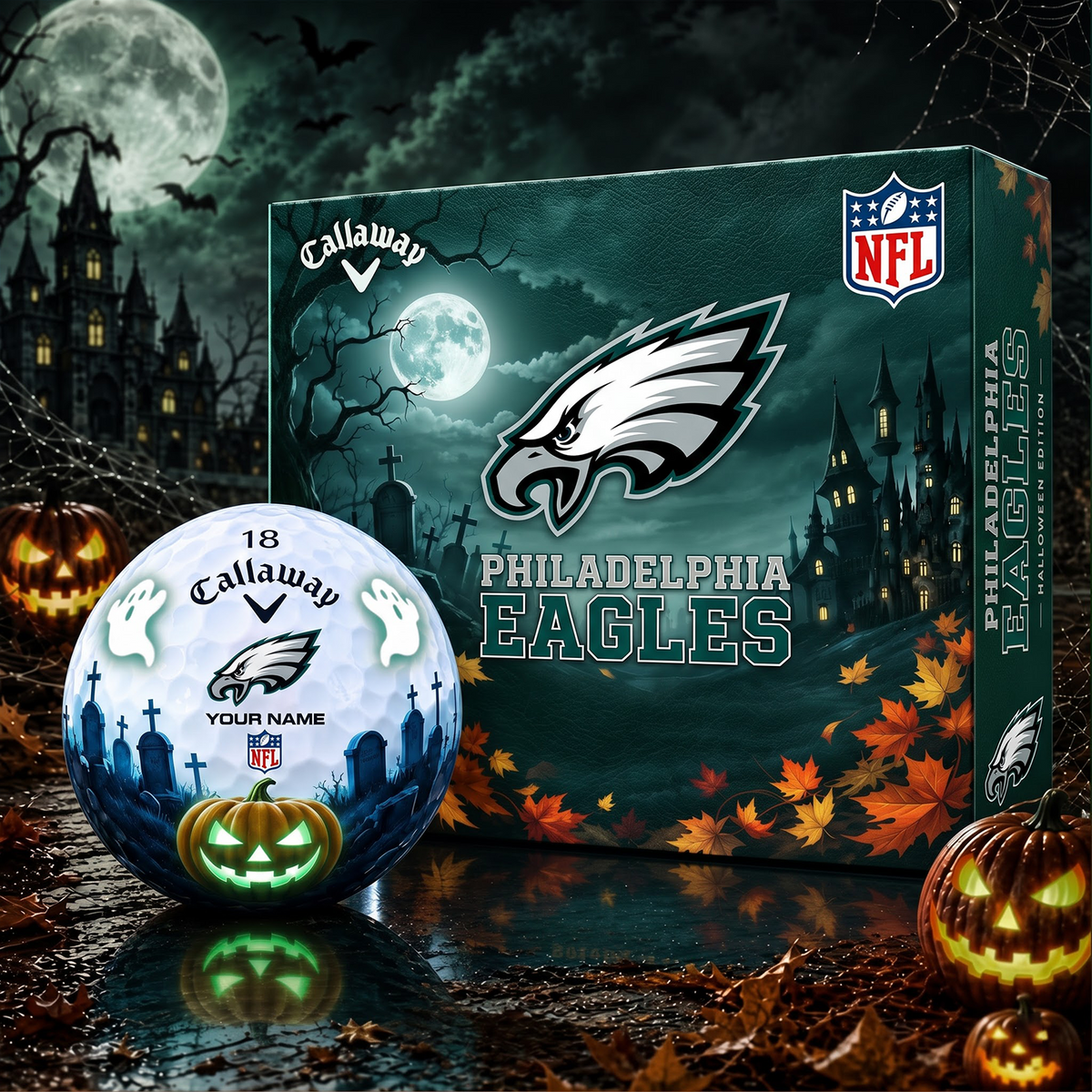 SIGNATURE NFL X PE DELUXE PERSONALIZED HALLOWEEN HORROR FAIRWAY SERIES V3 GOLF BALL COLLECTION