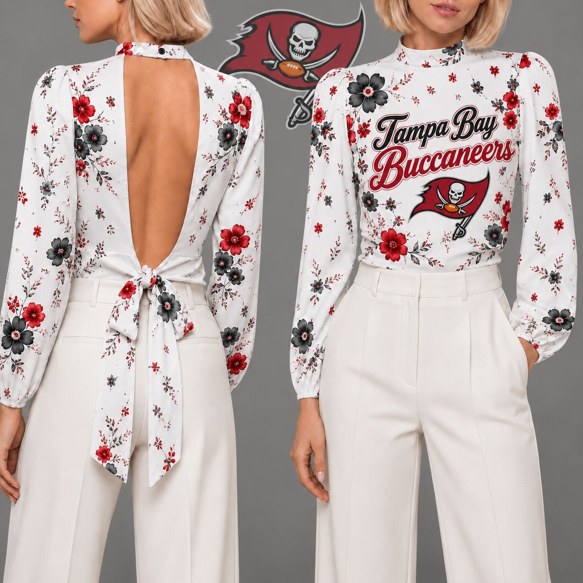 TBB Premium NFL Floral Backless Long Sleeve Shirt