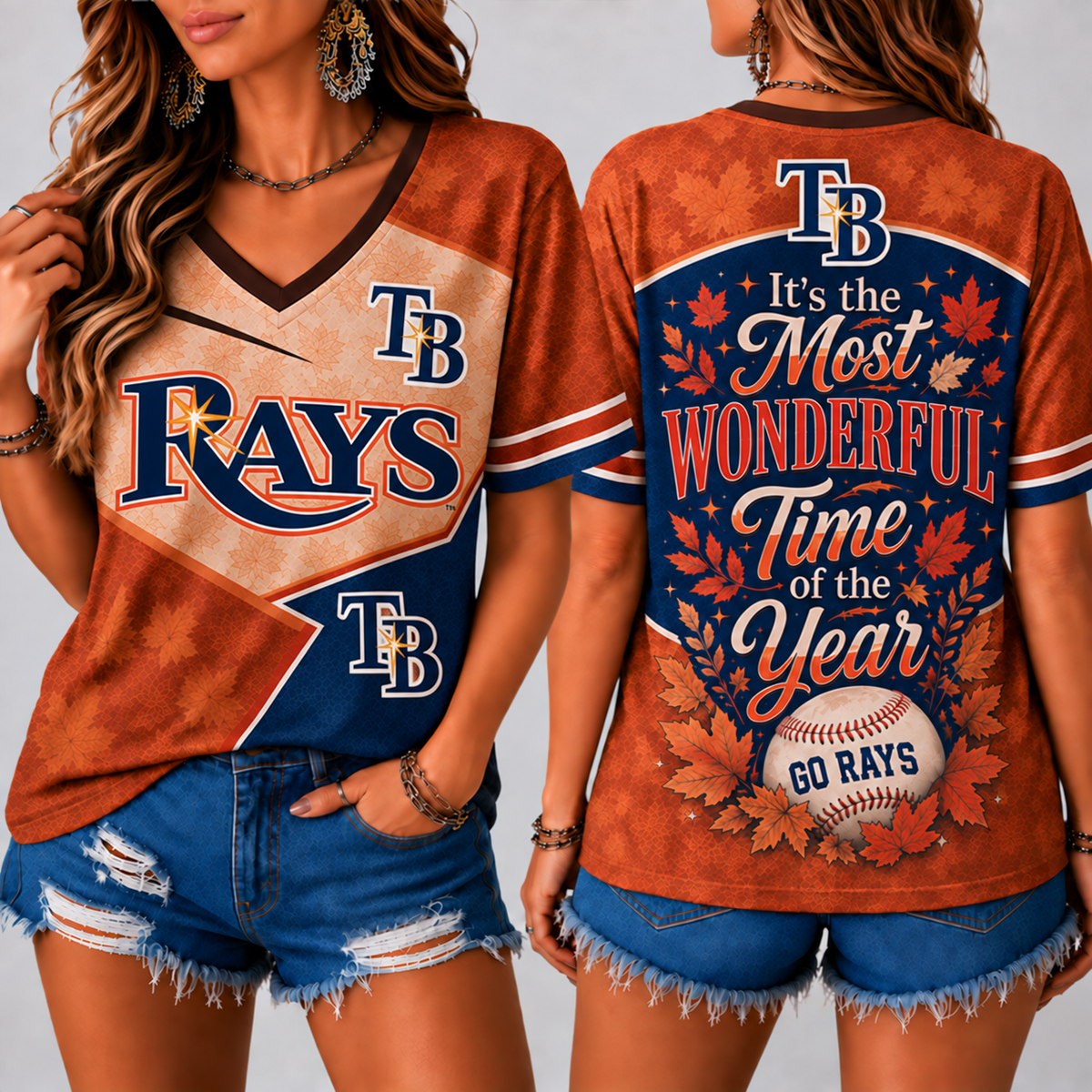 TBR Premium MLB Fall Game Day V-Neck Shirt