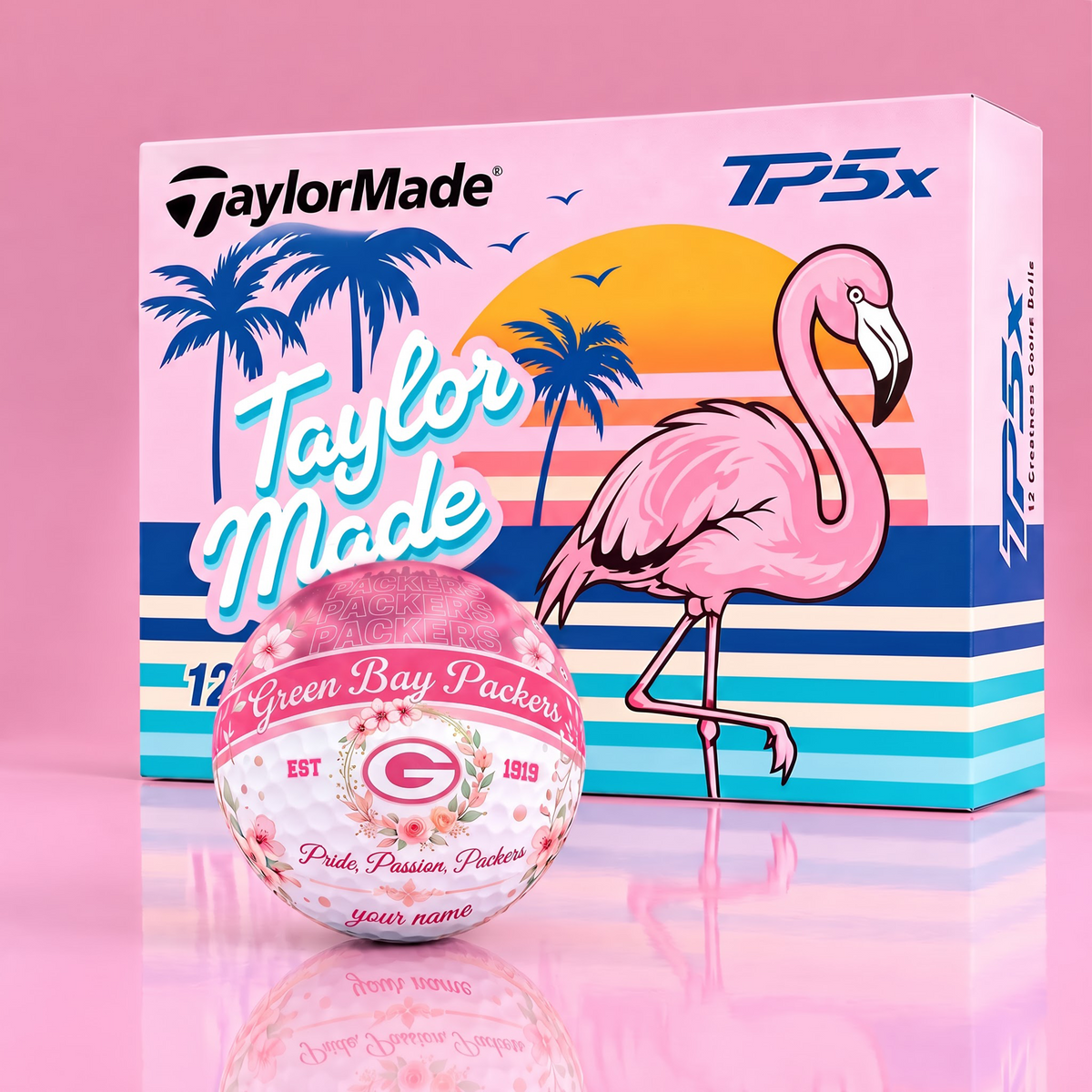 TP5X TAYLOR X PREMIUM NFL GBP PERSONALIZED 3D FLORAL NEON GOLF BALL FOR WOMEN TOURNAMENT LIMITED EDITION